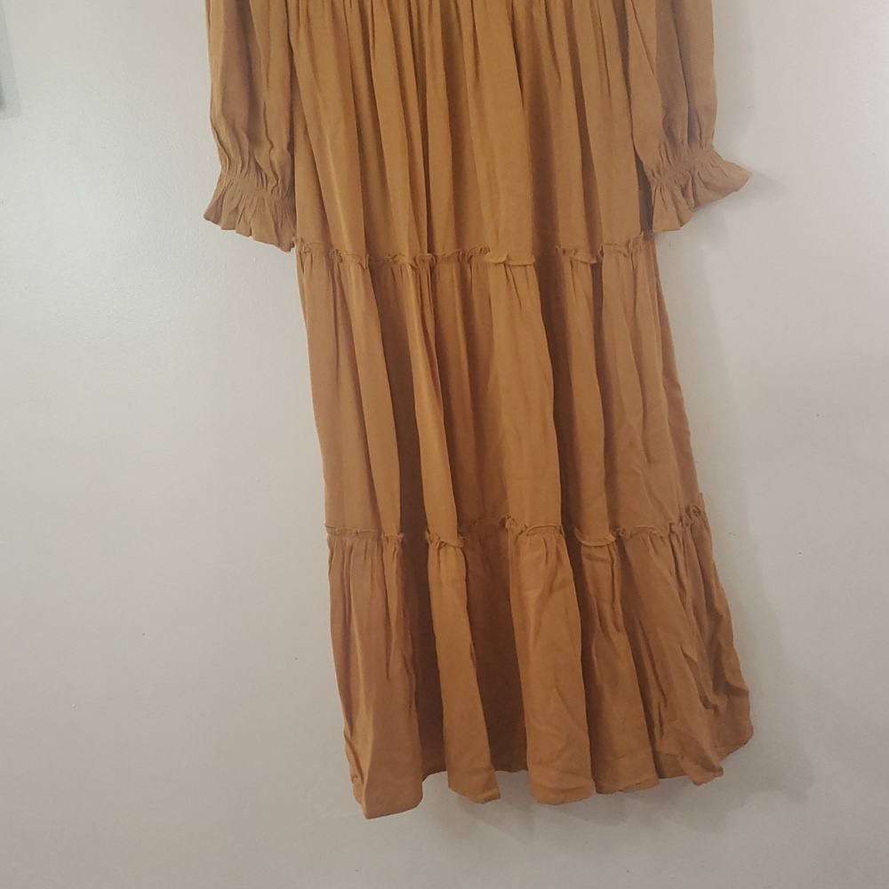 In Loom Tiered Lace Inset Ruffle Dress Size Large Midi BoHo Modest - Picture 5 of 15